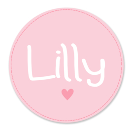 Geboortesticker full colour zachtroze met een lief hartje type Lilly