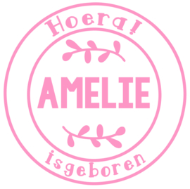 Geboortesticker in stempel vorm type Amelie