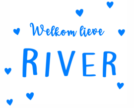 Geboortesticker met leuke hartjes type River