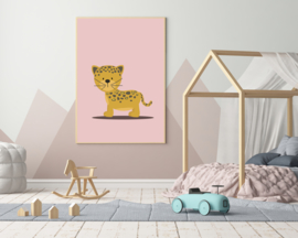 Poster met jaguar oudroze - poster babykamer of kinderkamer