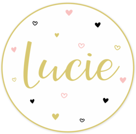 Geboortesticker full colour met hartjes type Lucie