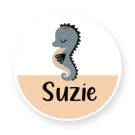 Schoenstickers met naam lief zeepaardje type Suzie