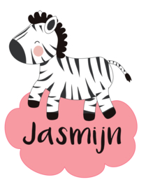 Geboortesticker met een zebra full colour type Jasmijn