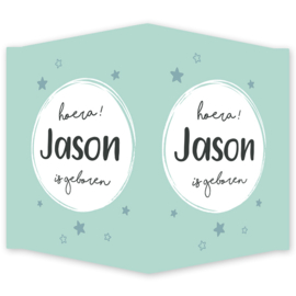 Geboortebord - Geboortebord raam met een cirkel en sterretjes type Jason
