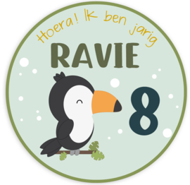 Traktatie stickers met naam Toekan Jungledieren - 24 stuks