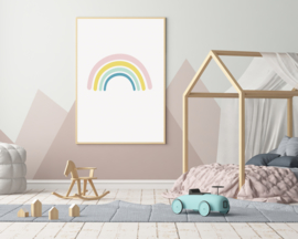 Poster met een regenboog roze- poster babykamer of kinderkamer