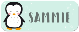 Naamstickers kind met pinquin type Sammie