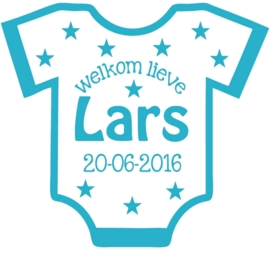 Geboortesticker baby romper type Lars