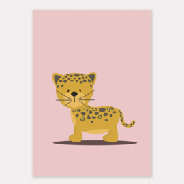 Poster met jaguar oudroze - poster babykamer of kinderkamer