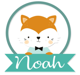 Geboortesticker full colour met vosje type Noah