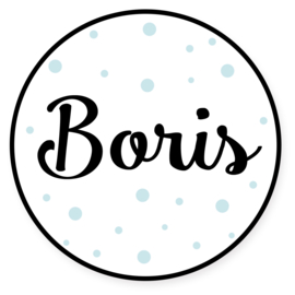 Geboortesticker full  colour met leuke licht blauwe stippen type Boris