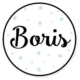 Geboortesticker full  colour met licht blauwe stipjes type Boris
