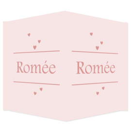 Geboortebord - Geboortebord poeder roze met hartjes type Romée