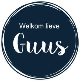 Geboortesticker met cirkels donkerblauw type Guus