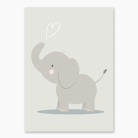 Poster met een olifant- poster babykamer of kinderkamer