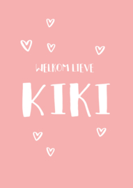 Geboortebord - Geboortebord raam roze met hartjes type Kiki