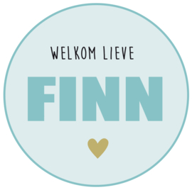 Geboortesticker full  colour met hartje type Finn