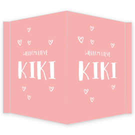 Geboortebord meisje - Geboortebord raam roze met hartjes type Kiki