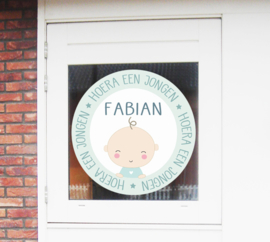 Geboortesticker full colour met baby type Fabian