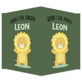 Geboortebord - Geboortebord raam met een leeuw type Leon