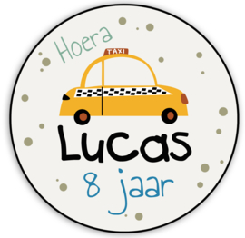 Traktatie stickers met naam taxi auto - 24 stuks