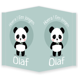 Geboortebord jongen - Geboortebord raam  met panda type Olaf