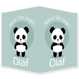 Geboortebord - Geboortebord raam  met panda type Olaf