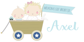 Geboortesticker "welkom lief broertje"  full colour type Axel