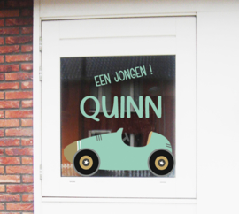 Geboortesticker met auto full colour type Quinn