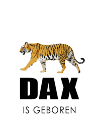 Geboortebord - Geboortebord raam met een stoere tijger type Dax