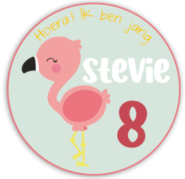 Traktatie stickers met naam lieve Flamingo - 24 stuks