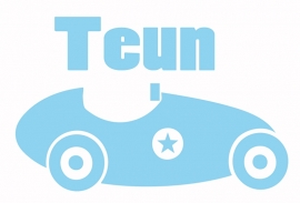 Geboortesticker raam met auto type Teun