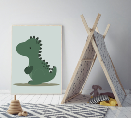 Poster met een leuke dino - dinosaurus - poster babykamer of kinderkamer