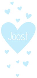 Geboortesticker met hart en kleine hartjes type Joost