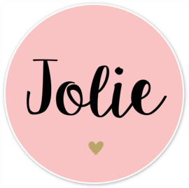 Geboortesticker full colour roze met een goud kleurig hartje type Jolie