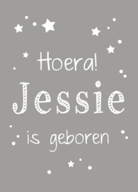 Geboortebord - Geboortebord grijs met witte sterren type Jessie