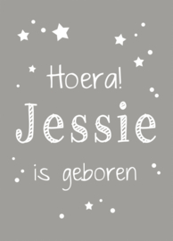 Geboortebord - Geboortebord grijs met sterren type Jessie
