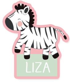 Naamstickers in vorm met een super leuke zebra