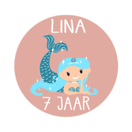 Traktatie stickers met naam Zeemeermin - 24 stuks