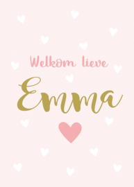 Geboortebord meisje - Geboortebord raam met hartjes type Emma