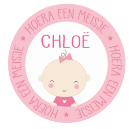 Geboortesticker full colour met lieve baby type Chloë