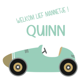 Geboortesticker met auto full colour type Quinn