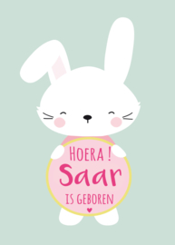 Geboortebord - Geboortebord met een schattig konijntje type Saar