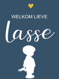 Geboortesticker full colour met de tekst 'welkom lieve' type Lasse