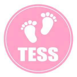 Geboortesticker full colour met babyvoetjes type Tess