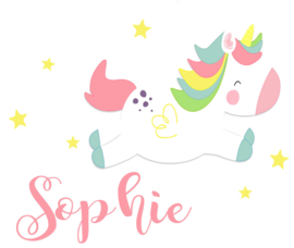 Geboortesticker eenhoorn full colour type Sophie