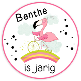 Traktatie stickers met naam Flamingo - 24 stuks