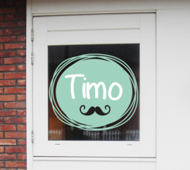 Geboortesticker full colour met snorretje type Timo