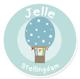 Naamstickers rond met een  luchtballon