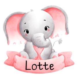 Geboortesticker full colour met een schattig olifantje type Lotte